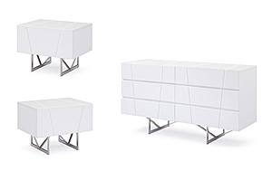 Modrest Chrysler White Dresser and Two Nightstands by VIG Furniture
