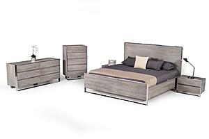 Modrest Charlene Modern Grey Elm and Stainless Steel Bedroom Set by VIG Furniture