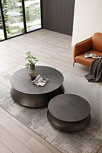 Modrest Airdrie - Modern Antique Grey Round Coffee Table Set by VIG Furniture