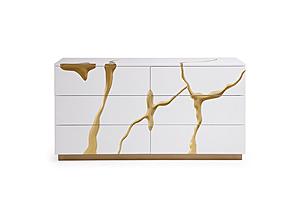 Modrest Aspen Modern Wide White and Gold Dresser by VIG Furniture