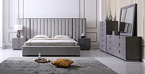 Califonia King Modrest Buckley - Grey & Black Stainless Steel Bedroom Set by VIG Furniture