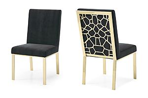 Modrest Reba Modern Black Velvet & Gold Dining Chair (Set of 2) by VIG Furniture