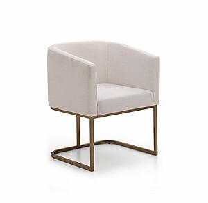 Modrest Yukon Modern White Fabric and Antique Brass Dining Chair by VIG Furniture