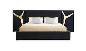 Modrest Aspen - Glam Black Velvet & Gold Bed by VIG Furniture