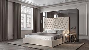 Modrest Eldora - Glam Beige Velvet and Brushed Brass CK Bed by VIG Furniture