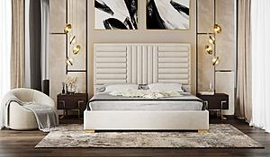 Eastern King Modrest Daystar - Modern Beige Velvet and Gold Bed by VIG Furniture
