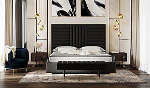 Modrest Daystar - Modern Black Velvet and Gold Bed by VIG Furniture