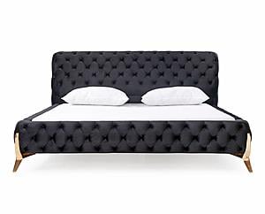 California King Modrest Legend - Modern Black Velvet & Rosegold Bed by VIG Furniture
