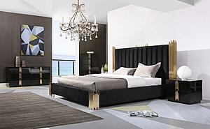 Modrest Token - California King Modern Black + Gold Bed + Nightstands by VIG Furniture