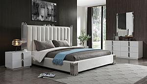 California King Modrest Token - Modern White & Stainless Steel Bedroom Set by VIG Furniture