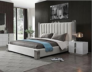 Modrest Token - California King Modern Cream & Stainless Steel Bed + Nightstands by VIG Furniture
