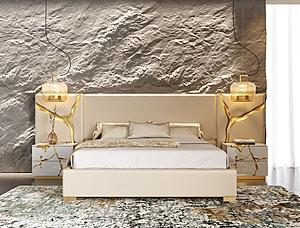 Modrest Aspen - Modern Beige + White + Gold Queen Bedroom Set by VIG Furniture