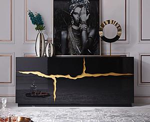 Modrest Aspen - Modern High Gloss Black & Gold Buffet by VIG Furniture