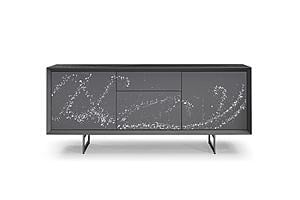 Modrest Hawick - Contemporary Dark Grey + Abstract White Paint Buffet by VIG Furniture