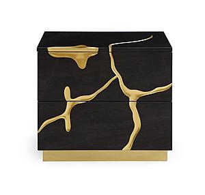 Modrest Aspen - Modern Wide Black and Gold Nightstand by VIG Furniture