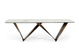 Modrest Melanie - Modern White Ceramic & Brushed Brown Dining Table by VIG Furniture