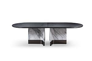 Modrest Renfew - Modern Black Oak + Faux Marble Oval Dining Table by VIG Furniture