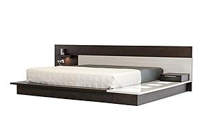 Eastern King Modrest Torino Contemporary Brown Oak & Grey Platform Bed w/ Lights by VIG Furniture