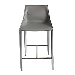Modrest Halo - Modern Light Grey Saddle Leather Counter Stool by VIG Furniture