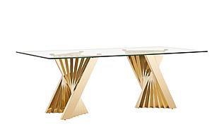 Modrest Buquet - Glam Glass + Champagne Gold Rectangular Dining Table by VIG Furniture