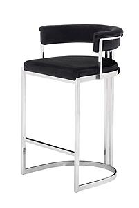Modrest Munith - Modern Black Velvet & Stainless Steel Counter Stool by VIG Furniture