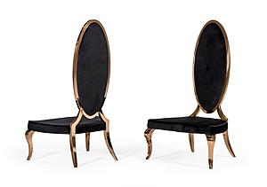 Modrest Mills - Modern Black Velvet Rosegold Dining Chair Set of 2 by VIG Furniture