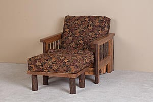 Sawtooth Hickory Honey Pine Chair Table Ottoman by Viking Log Furniture