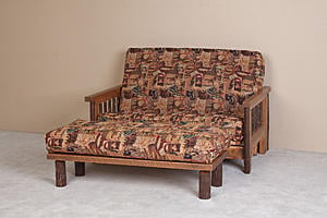 Sawtooth Hickory Honey Pine Loveseat Table Ottoman by Viking Log Furniture