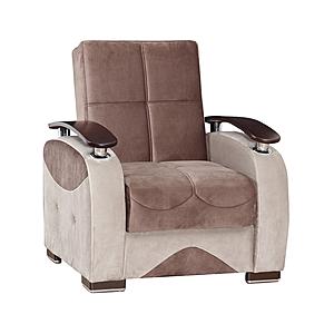 Yafah Brown Microfiber Fabric Armchair by Casamode