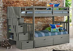 Cambridge Bunk Bed w/Staircase Gray by Innovations