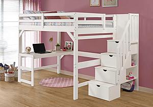 Loft Bed with Desk w/Staircase White by Innovations
