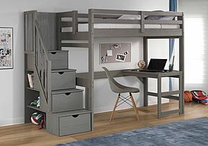Loft Bed with Desk w/Staircase Gray by Innovations