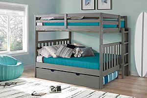 Oxford Bunk Bed Full over Full w/Short Ladder Gray by Innovations