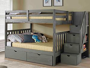 Oxford Bunk Bed Full over Full w/Staircase Gray by Innovations