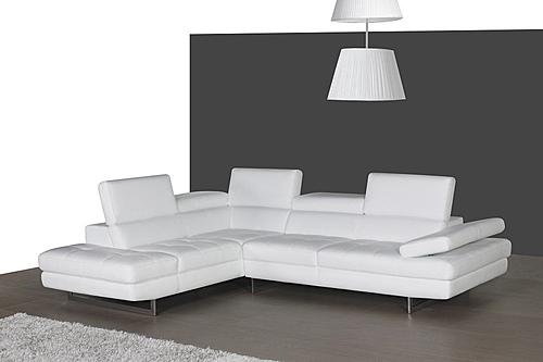 A761 Premium Italian Leather Sectional Snow White by J&M Furniture