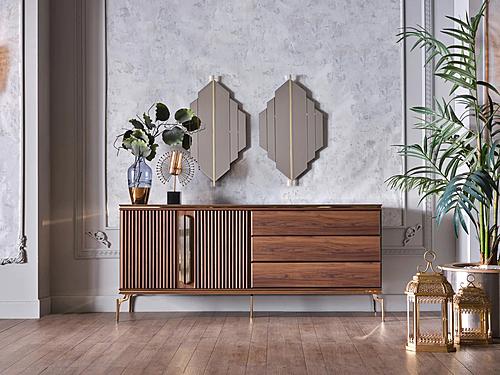 Montego Buffet (Montego Walnut/Carlino Marble) by Bellona