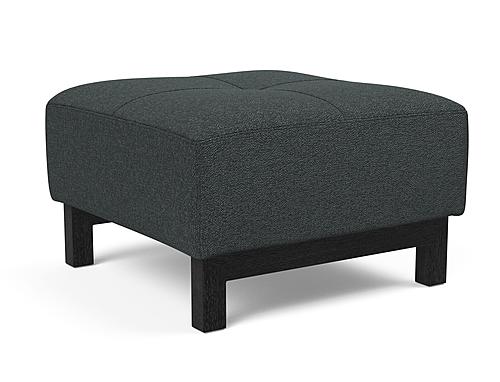 Deluxe Excess Ottoman Boucle Black Raven, Black Wood Legs by Innovation Living