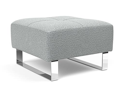 Deluxe Excess Ottoman Melange Light Gray, Chrome Legs by Innovation Living