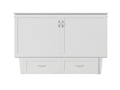 Chelsea Mid-Century Modern Queen Solid Wood Murphy Bed Chest w/Mattress in White by AFI Furnishing