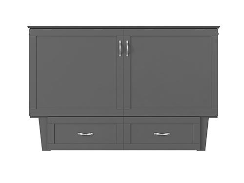 Chelsea Mid-Century Modern Queen Solid Wood Murphy Bed Chest w/Mattress in Grey by AFI Furnishing