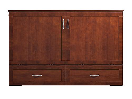 Raleigh Modern Queen Solid Wood Murphy Bed Chest w/Mattress in Walnut by AFI Furnishing