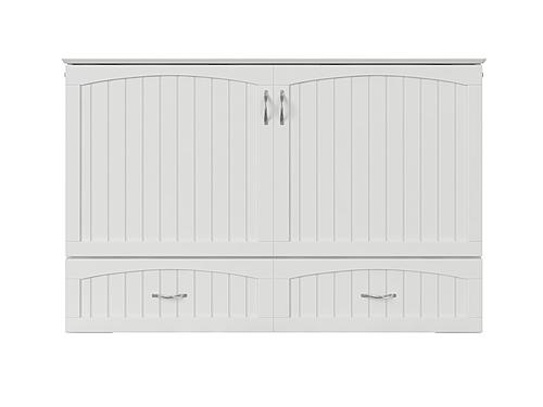 Aspen Mid-Century Modern Queen Solid Wood Murphy Bed Chest w/Mattress in White by AFI Furnishing