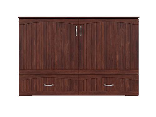 Aspen Mid-Century Modern Queen Solid Wood Murphy Bed Chest w/Mattress in Walnut by AFI Furnishing