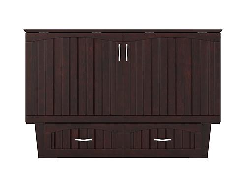 Sydney Modern Coastal Queen Solid Wood Murphy Bed Chest w/Mattress in Espresso by AFI Furnishing