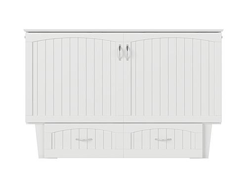 Sydney Modern Coastal Queen Solid Wood Murphy Bed Chest w/Mattress in White by AFI Furnishing