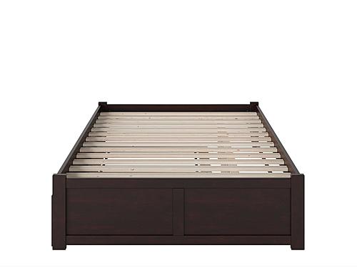 Concord Solid Wood King Platform Bed w/Footboard & Twin XL Trundle in Espresso by AFI Furnishing