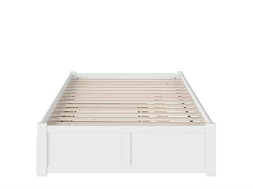 Concord Solid Wood King Platform Bed w/Footboard & Twin XL Trundle in White by AFI Furnishing