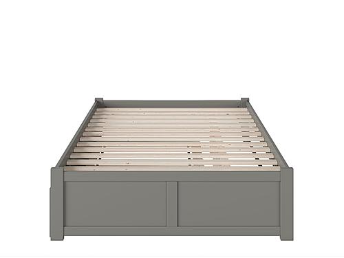 Concord Solid Wood King Platform Bed w/Footboard & Twin XL Trundle in Grey by AFI Furnishing