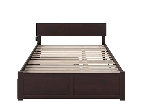 Orlando Solid Wood King Platform Bed w/Footboard & Twin XL Trundle in Espresso by AFI Furnishing