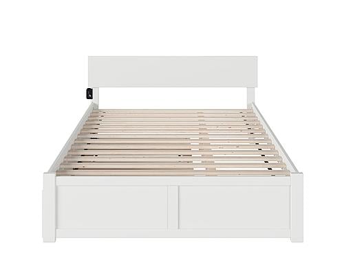 Orlando Solid Wood King Platform Bed w/Footboard & Twin XL Trundle in White by AFI Furnishing